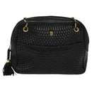 BALLY Chain Shoulder Bag Leather Black Auth BA240-2