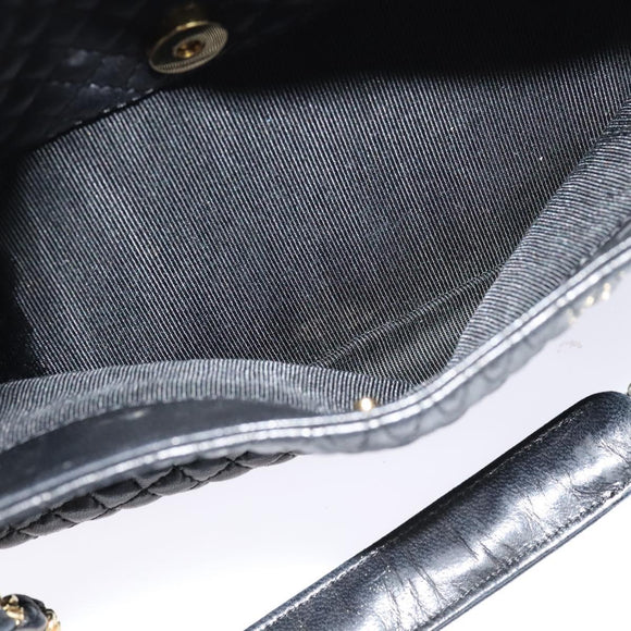 BALLY Chain Shoulder Bag Leather Black Auth BA240