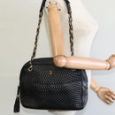 BALLY Chain Shoulder Bag Leather Black Auth BA240-22