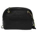 BALLY Chain Shoulder Bag Leather Black Auth BA240-2