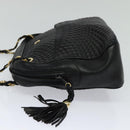 BALLY Chain Shoulder Bag Leather Black Auth BA240-4