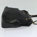 BALLY Chain Shoulder Bag Leather Black Auth BA240-5