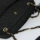 BALLY Chain Shoulder Bag Leather Black Auth BA240-6