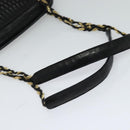 BALLY Chain Shoulder Bag Leather Black Auth BA240-7