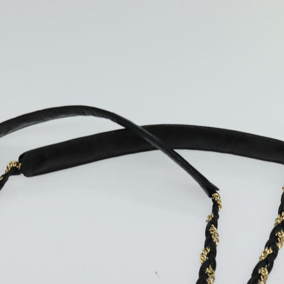 BALLY Chain Shoulder Bag Leather Black Auth BA240