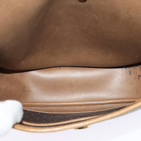 Christian Dior Honeycomb Canvas Shoulder Bag PVC Leather Black Auth BA2400