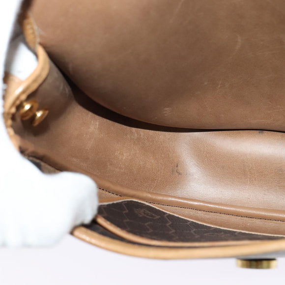 Christian Dior Honeycomb Canvas Shoulder Bag PVC Leather Black Auth BA2400