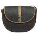 Christian Dior Honeycomb Canvas Shoulder Bag PVC Leather Black Auth BA2400-2