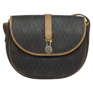 Christian Dior Honeycomb Canvas Shoulder Bag PVC Leather Black Auth BA2400 - 0