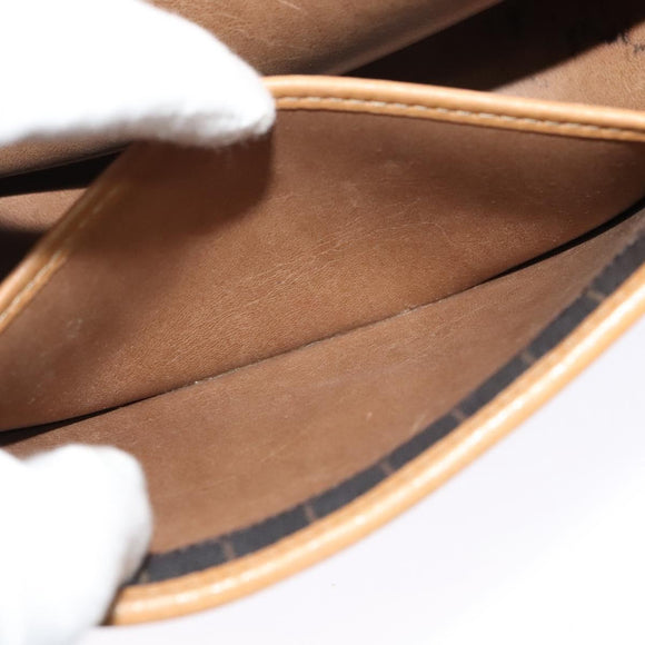 Christian Dior Honeycomb Canvas Shoulder Bag PVC Leather Black Auth BA2400