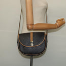Christian Dior Honeycomb Canvas Shoulder Bag PVC Leather Black Auth BA2400-21