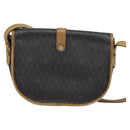 Christian Dior Honeycomb Canvas Shoulder Bag PVC Leather Black Auth BA2400-3