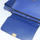 CELINE Trapeze Hand Bag Suede Leather 2way Blue Gold Auth BA2409-18