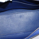 CELINE Trapeze Hand Bag Suede Leather 2way Blue Gold Auth BA2409-10