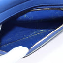 CELINE Trapeze Hand Bag Suede Leather 2way Blue Gold Auth BA2409-11