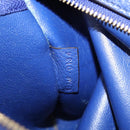 CELINE Trapeze Hand Bag Suede Leather 2way Blue Gold Auth BA2409-12