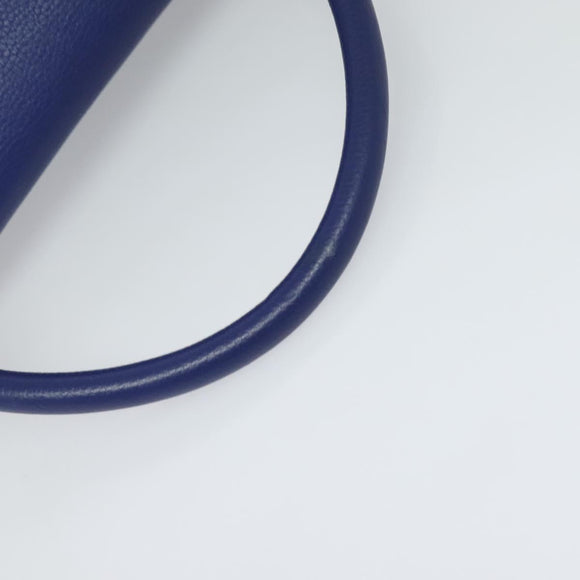 CELINE Trapeze Hand Bag Suede Leather 2way Blue Gold Auth BA2409
