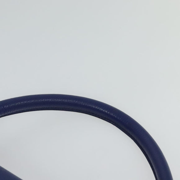 CELINE Trapeze Hand Bag Suede Leather 2way Blue Gold Auth BA2409