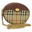 Burberrys Nova Check Chain Shoulder Bag PVC Leather Brown Beige Auth BA241-1
