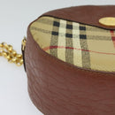 Burberrys Nova Check Chain Shoulder Bag PVC Leather Brown Beige Auth BA241-9