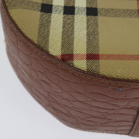 Burberrys Nova Check Chain Shoulder Bag PVC Leather Brown Beige Auth BA241