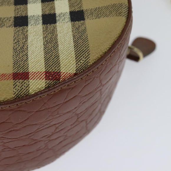 Burberrys Nova Check Chain Shoulder Bag PVC Leather Brown Beige Auth BA241