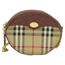 Burberrys Nova Check Chain Shoulder Bag PVC Leather Brown Beige Auth BA241-13
