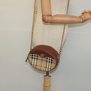 Burberrys Nova Check Chain Shoulder Bag PVC Leather Brown Beige Auth BA241-20