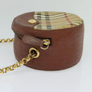 Burberrys Nova Check Chain Shoulder Bag PVC Leather Brown Beige Auth BA241-3