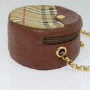 Burberrys Nova Check Chain Shoulder Bag PVC Leather Brown Beige Auth BA241-4