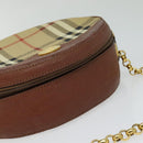 Burberrys Nova Check Chain Shoulder Bag PVC Leather Brown Beige Auth BA241-6