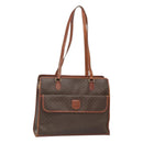 CELINE Macadam Canvas Shoulder Bag PVC Leather Brown Gold Auth BA2411-1