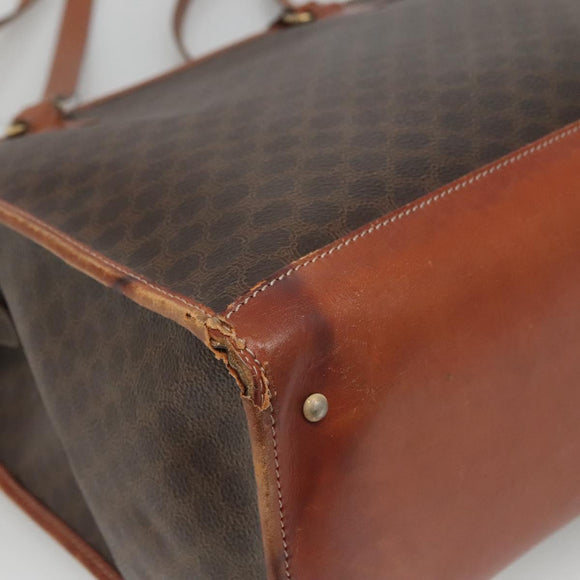 CELINE Macadam Canvas Shoulder Bag PVC Leather Brown Gold Auth BA2411