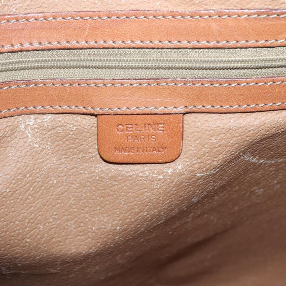 CELINE Macadam Canvas Shoulder Bag PVC Leather Brown Gold Auth BA2411