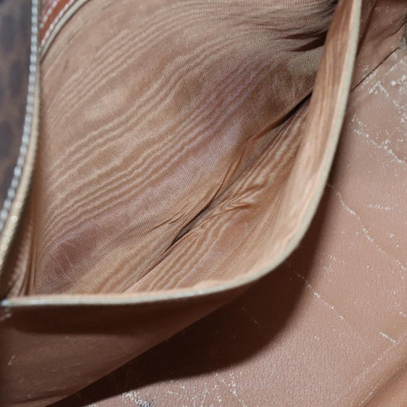 CELINE Macadam Canvas Shoulder Bag PVC Leather Brown Gold Auth BA2411