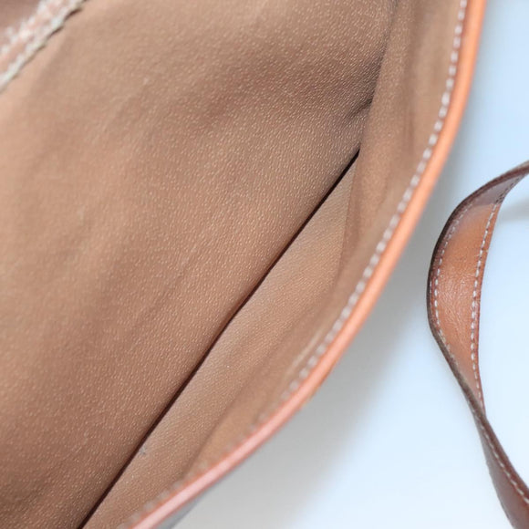 CELINE Macadam Canvas Shoulder Bag PVC Leather Brown Gold Auth BA2411