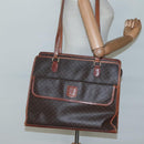 CELINE Macadam Canvas Shoulder Bag PVC Leather Brown Gold Auth BA2411-22