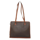 CELINE Macadam Canvas Shoulder Bag PVC Leather Brown Gold Auth BA2411-2