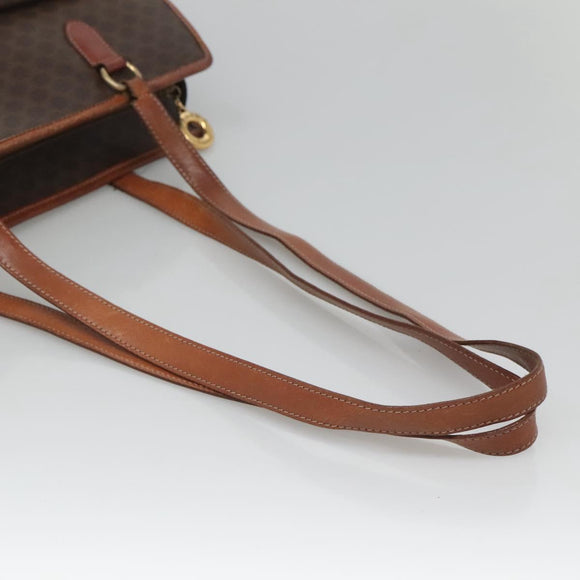 CELINE Macadam Canvas Shoulder Bag PVC Leather Brown Gold Auth BA2411