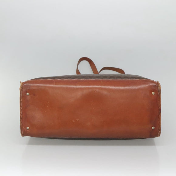 CELINE Macadam Canvas Shoulder Bag PVC Leather Brown Gold Auth BA2411