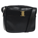 Salvatore Ferragamo Shoulder Bag Leather Black Gold Auth BA2412-1