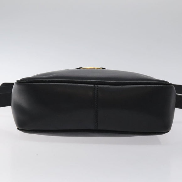 Salvatore Ferragamo Shoulder Bag Leather Black Gold Auth BA2412