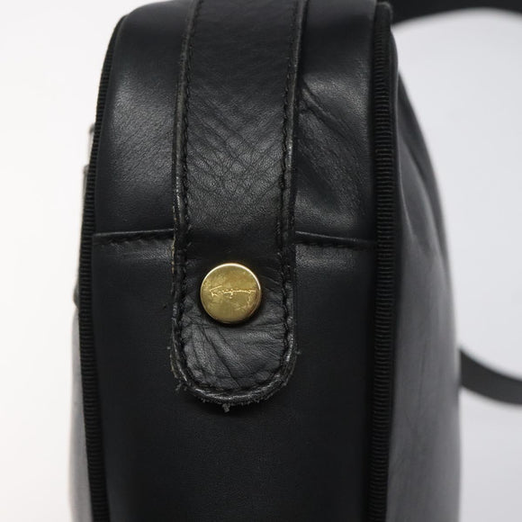 Salvatore Ferragamo Shoulder Bag Leather Black Gold Auth BA2412