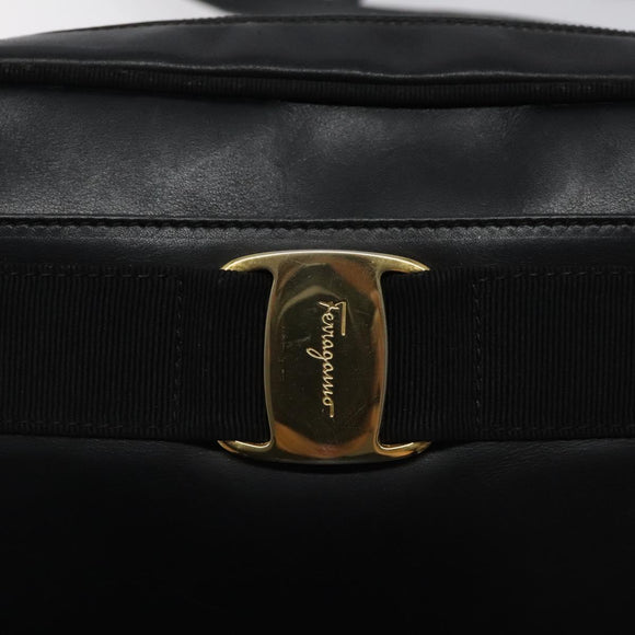 Salvatore Ferragamo Shoulder Bag Leather Black Gold Auth BA2412