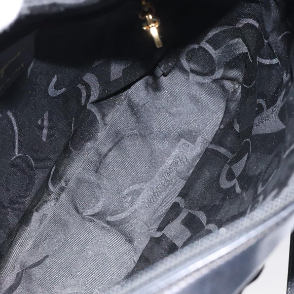 Salvatore Ferragamo Shoulder Bag Leather Black Gold Auth BA2412