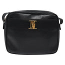 Salvatore Ferragamo Shoulder Bag Leather Black Gold Auth BA2412-2