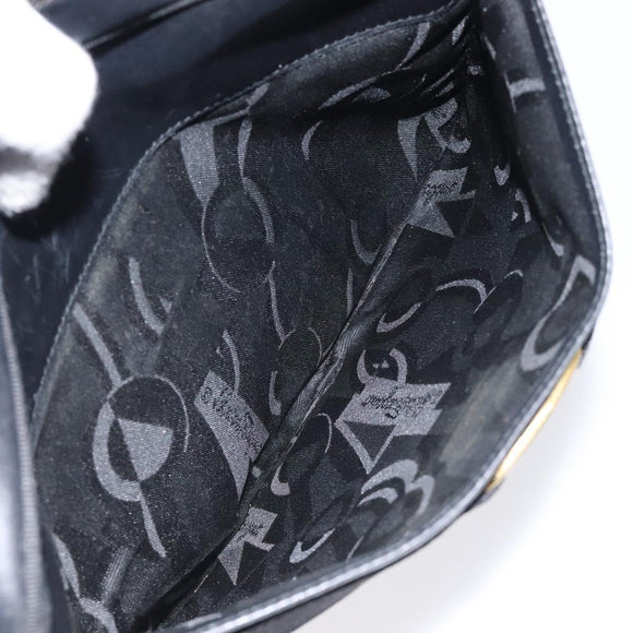 Salvatore Ferragamo Shoulder Bag Leather Black Gold Auth BA2412