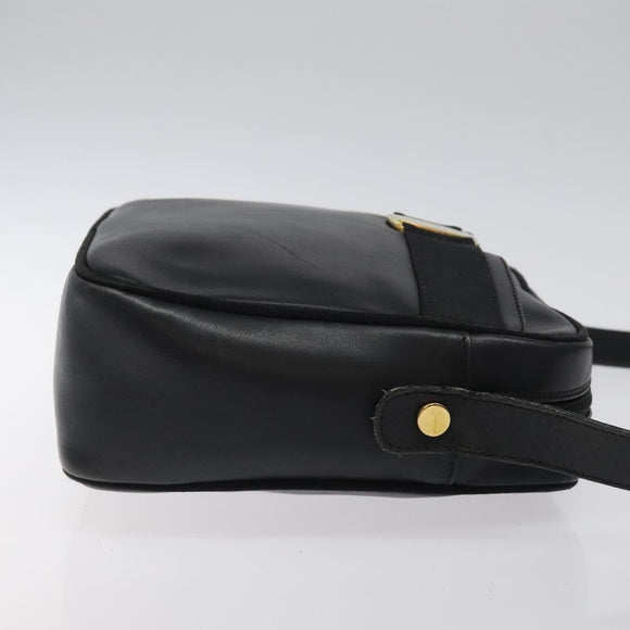 Salvatore Ferragamo Shoulder Bag Leather Black Gold Auth BA2412