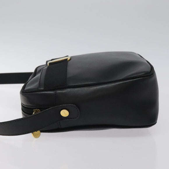 Salvatore Ferragamo Shoulder Bag Leather Black Gold Auth BA2412