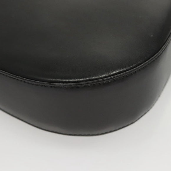 Salvatore Ferragamo Gancini Shoulder Bag Leather Black Silver Auth BA2413